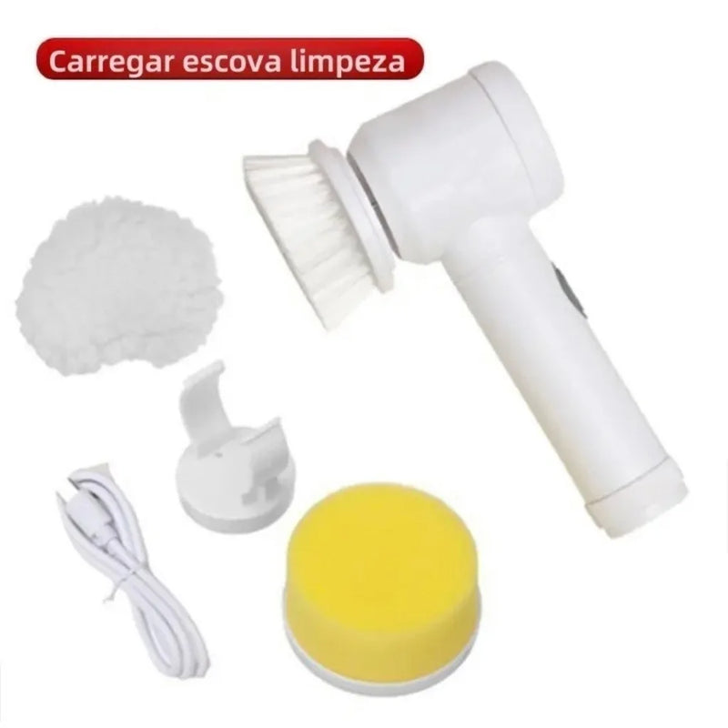 Escova Elétrica de Limpeza 5 em 1 Sem Fio Limpador Multiuso Prático Para Cozinha e Banheiro